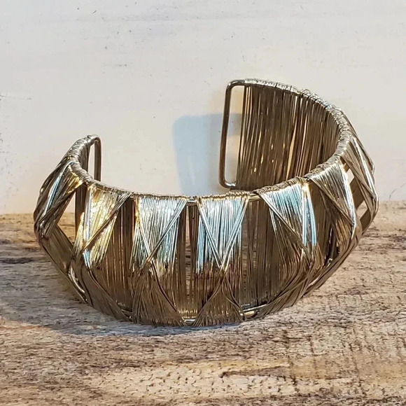 Vintage 90s Y2K Silver Wire Wrap Detail Cuff Bracelet - Picture 3 of 11